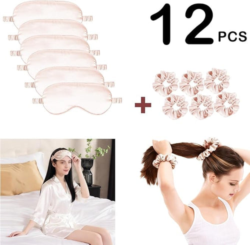 12Pcs Silk Sleep Masks Satin Eye Mask Silky Eyes Cover Blindfold Eyeshade Hair - Image 2