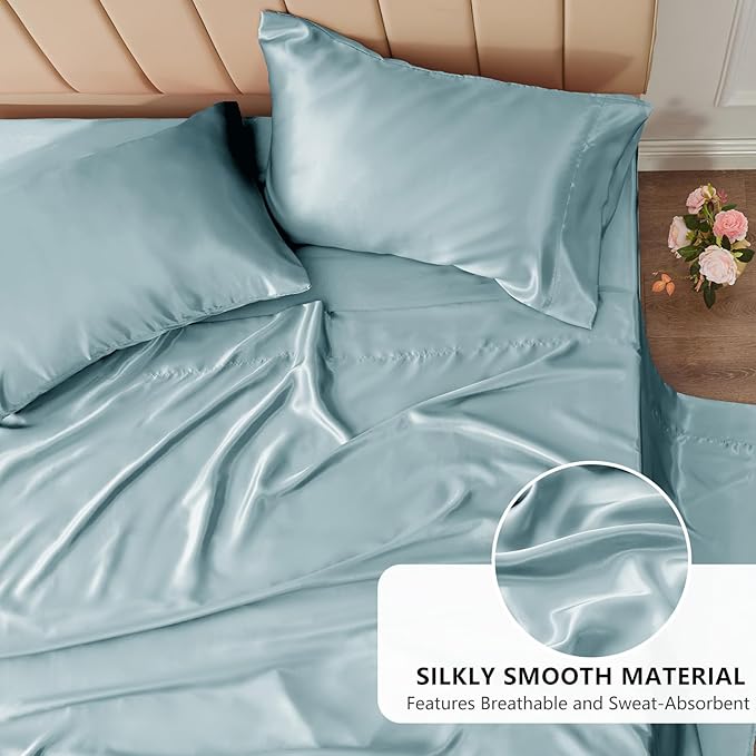 CozyLux Satin Sheets King Size Sheet Set - Image 3