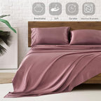 MR&HM Satin Bed Sheets, Twin Size Sheets Set - Image 5