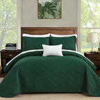 Yiran California King Quilt Set, Emerald Green Oversized Bedspread Bedding Set - Image 9