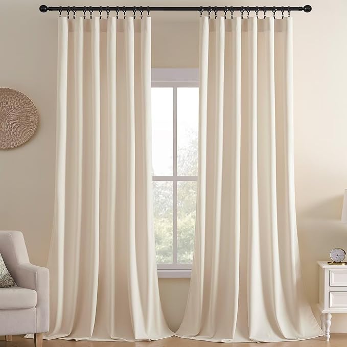 Joydeco Velvet Curtains White Blackout Curtains Thermal Insulated 63 inches by JOYDECO