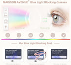 Madison Avenue TR90 Blue Light Blocking Glasses Anti Eyestrain UV Glare Blue - Image 4