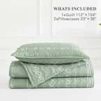 Andency Sage Green California King Quilt Set, 3 Pieces Boho Lightweight Soft - Image 8