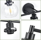 5-Light Bathroom Light Fixture Black Vanity Lights Over Mirror Modern Wall - Image 5