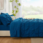 CozyLux King Size Comforter Set Teal, 7 Pieces Pintuck Bed in A Bag Teal - Image 9