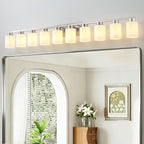 10-Light Bathroom Light Fixtures, Modern Vanity Lights, Brushed Nickel Metal - Image 8