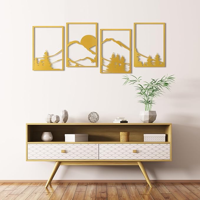 Art3d Black Metal Wall art, 4 Pieces Wall Decor - Image 4