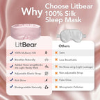 LitBear Silk Sleep Mask for Women, Adjustable 100% Mulberry Silk Sleeping Eye - Image 7