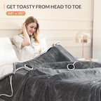 HOMLYNS LuxeHeat Heated Blanket Electric Blanket Queen Size, Soft Flannel - Image 3