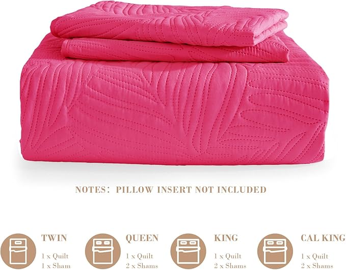 Exclusivo Mezcla California King Quilt Bedding Set, Lightweight Hot Pink Quilts - Image 6