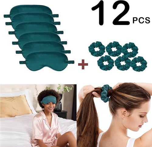 12Pcs Silk Sleep Masks Satin Eye Mask Silky Eyes Cover Blindfold Eyeshade Hair - Image 2