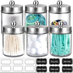 Amolliar 6Pc Apothecary Jars Bathroom Vanity Organizer- Rustic Farmhouse Decor by Amolliar
