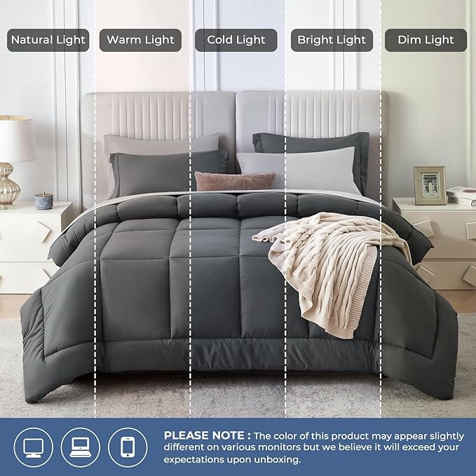 Sasttie Full Size Comforter Sets, 7 Pieces Bed in a Bag Full, Complete Bedding - Image 8