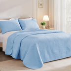 Exclusivo Mezcla Twin Quilt Bedding Set, Lightweight Sky Blue Quilts Twin Size - Image 2