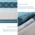 DJY Quilt Set Queen Size Light Blue Boho Striped Floral Bedspread Coverlet Set - Image 5