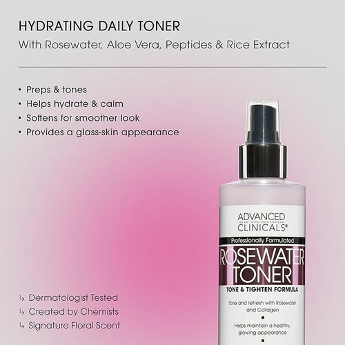 Advanced Clinicals Collagen + Rosewater Facial Mist Toner W/Charcoal & Aloe - Image 2