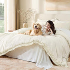 Andency Queen Comforter Set Ivory, 3 Pieces Boho Ivory Tassel Lightweight - Image 3