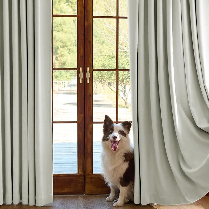 jinchan Chenille Blackout Curtains 84 Inches Long Light Grey Thermal Insulated - Image 5