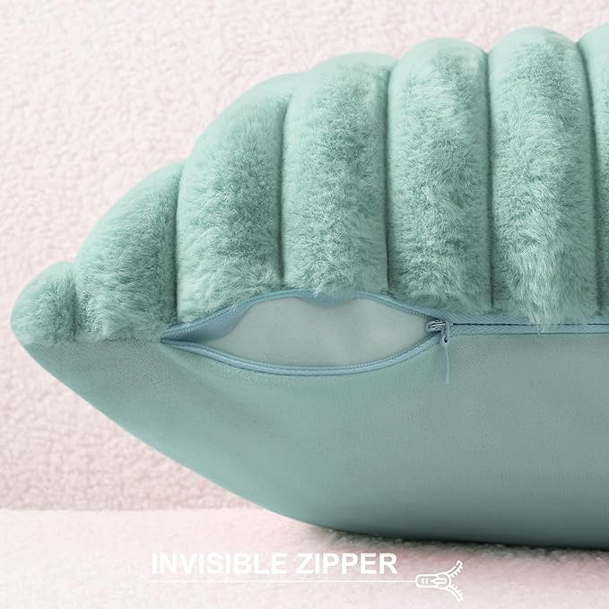 Pallene Faux Fur Plush Throw Pillow Covers 24x24 Set of 2, Luxury Soft Fluffy - Image 3