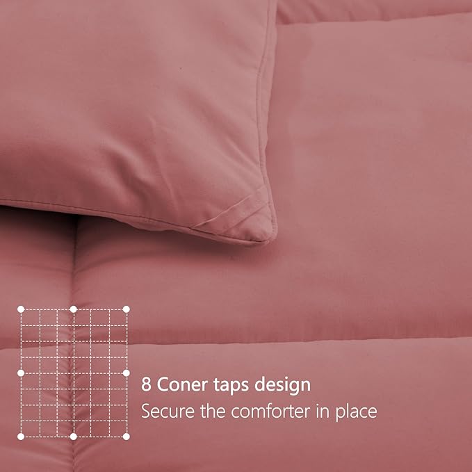 TEXARTIST Premium 2100 Series King Comforter All Season Breathable Dusty Pink - Image 5