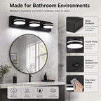 3-Light Bathroom Vanity Light Over Mirror, Matte Black LED Vanity Lighting - Image 5