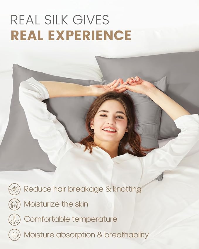 THXSILK Set of 2 100% Natural Mulberry Silk Pillowcase - Image 3