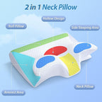HOMCA Memory Foam Cervical Pillow, 2 in 1 Ergonomic Contour Orthopedic Pillow - Image 3