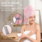 2 Packs Large Microfiber Hair Towel Wrap - Image 2