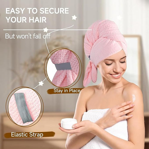 2 Packs Large Microfiber Hair Towel Wrap - Image 2