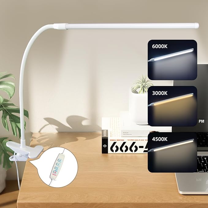 Desk Lamp with Clamp, Long Flexible Arm Clip on Lamp by Unknown