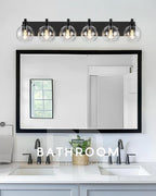 Bathroom Light Fixtures, 6 Light Matte Black Vanity Light, 38 Inch Modern Wall - Image 5
