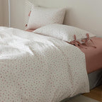 mixinni White Flower Pattern Duvet Cover Queen Cottage Pink Floral Stripes - Image 6