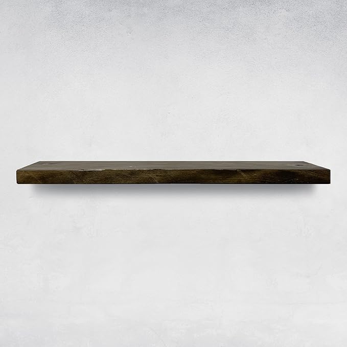 URBANDI, Rustic Floating Shelves, Hidden Bracket, Solid Wood, Heavy Duty - Image 6