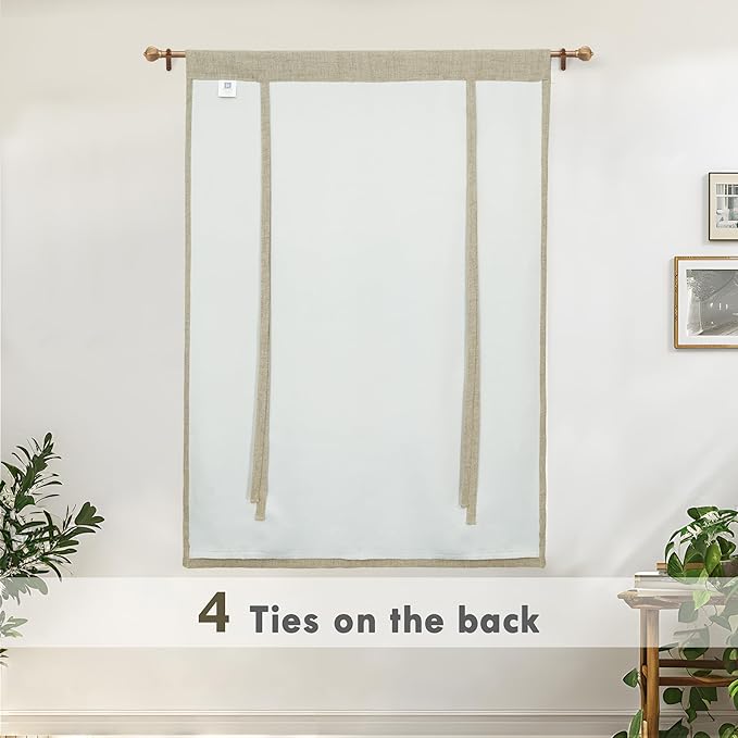 DriftAway Double Layer Linen Blackout Tie Up Curtains Thermal Insulated Fully - Image 9