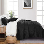 Yiran Quilt Queen Size Bedding Set Black Bedspreads Embossed Diamond Pattern - Image 4