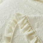 Brandream Cream Yellow White Quilt Set Queen Size Cotton Matelasse Bedding - Image 4