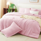 CozyLux Queen Comforter Set Pink, 7 Pieces Bed in a Bag Queen Comforter Set - Image 8
