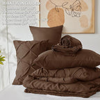 CozyLux Full Size Comforter Sets Brown, 7 Pieces Pintuck Bed in A Bag Brown - Image 7