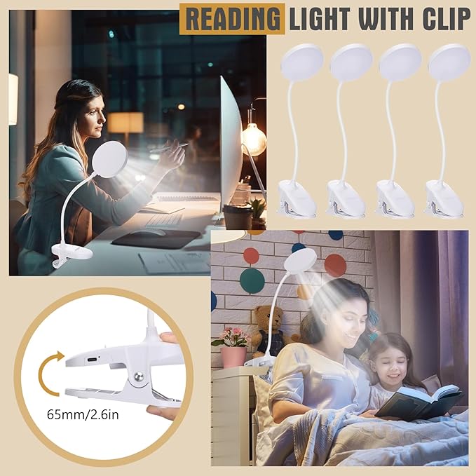 Retisee 12 Pcs Clip on Lamp Bulk LED Reading Light Book Lamp Clamp - Image 6