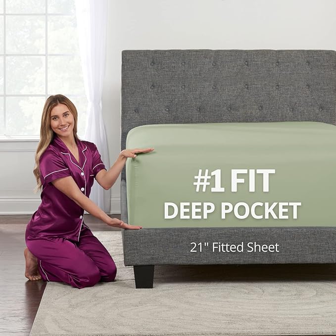 Lovely Joyful Deep Fitted Sheets – King Size, Deep Pocket, Perfectly Fits by DeaLuxeBedding