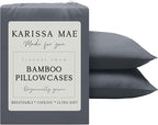 Karissa Mae Cooling Bamboo Viscose Standard Size Pillowcase Set | 100% by KARISSAMAE