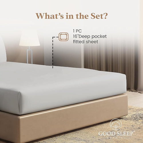1000 Thread Count Light Gray Full Fitted Sheet 16” Deep Pocket Full Fitted - Image 2