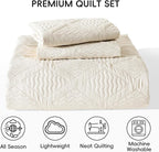 Yiran Queen Quilt Set Beige Spring Summer Bedspreads Bedding Set 3 Pieces Thin - Image 8