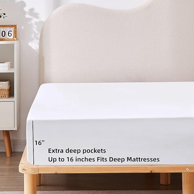 HBHLFZ Queen Fitted Sheet Only, Soft Breathable Bottom Sheet - Image 3