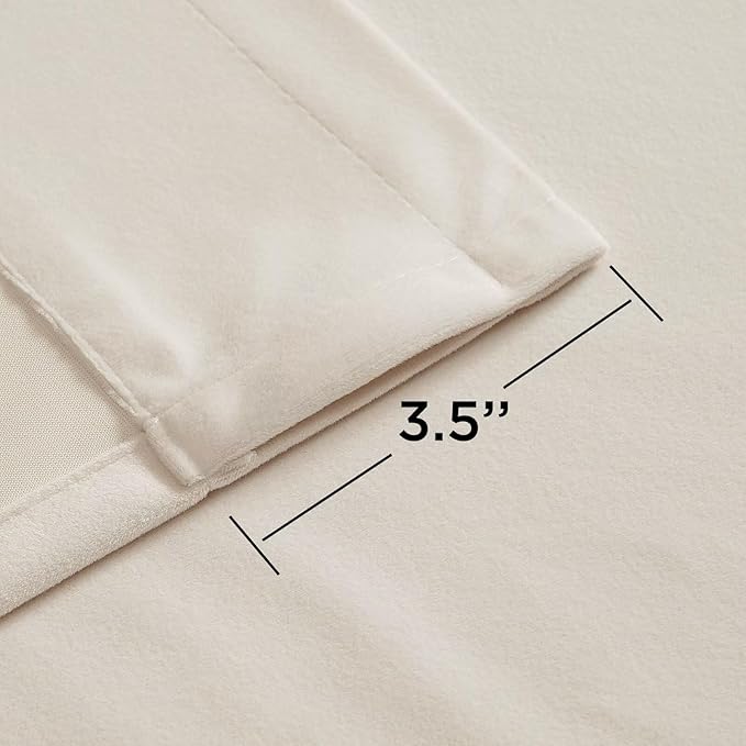 Joydeco Velvet Curtains White Blackout Curtains Thermal Insulated 63 inches - Image 3