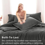CozyLux King Size Comforter Set Dark Grey, 7 Pieces Bed in a Bag King Comforter - Image 3