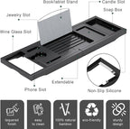 Foldable Bathtub Caddy Tray for Tub, Bamboo Expandable Bath Table Trays - Image 5