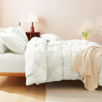 CozyLux King Size Comforter Set Ivory, 7 Pieces Pintuck Bed in A Bag Ivory - Image 8