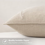 MIULEE Decorative Linen Lumbar Pillow Covers 12x24 Inch Natural Beige Boho - Image 3