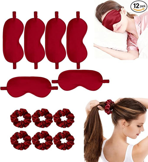 12Pcs Silk Sleep Masks Satin Eye Mask Silky Eyes Cover Blindfold Eyeshade Hair by WJingYiJia